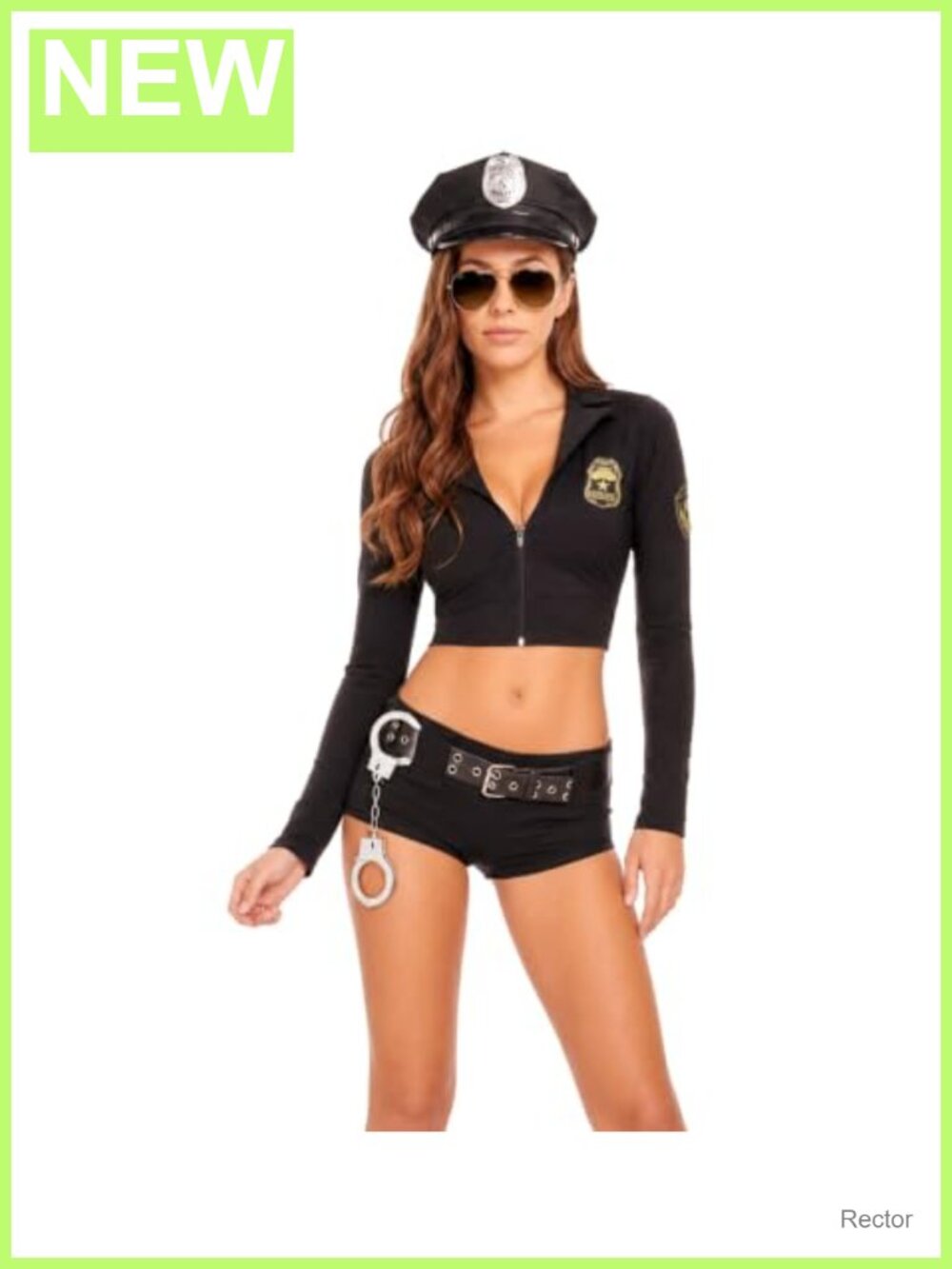 Women's Police Officer Costume Set with Hat & Handcuffs